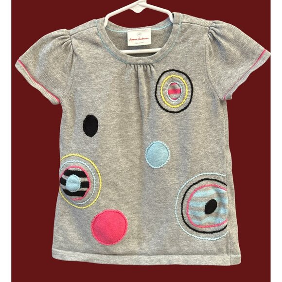 Hanna Andersson Gray Retro Applique Tee Y2K Artsy Funky Bold Toddler 100CM - Picture 1 of 4